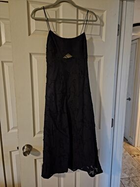 Banana Republic Factory Black Backless Slip Dress with Front Cutout